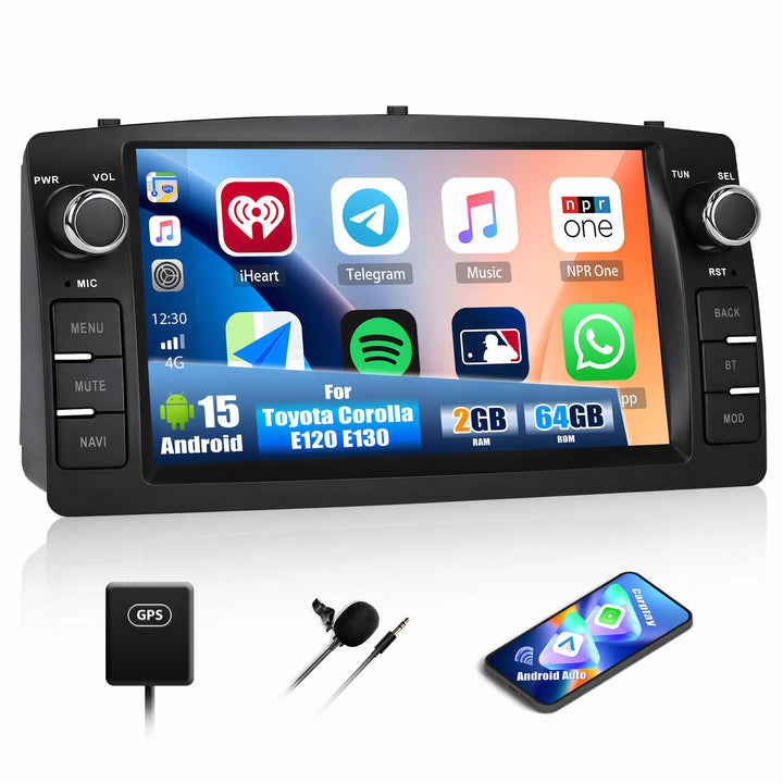 CAMECHO 2+64G 7 Zoll Android 13 Navi Autoradio für Toyota Corolla E120 E130 2000-2007 BYD F3 2006-20