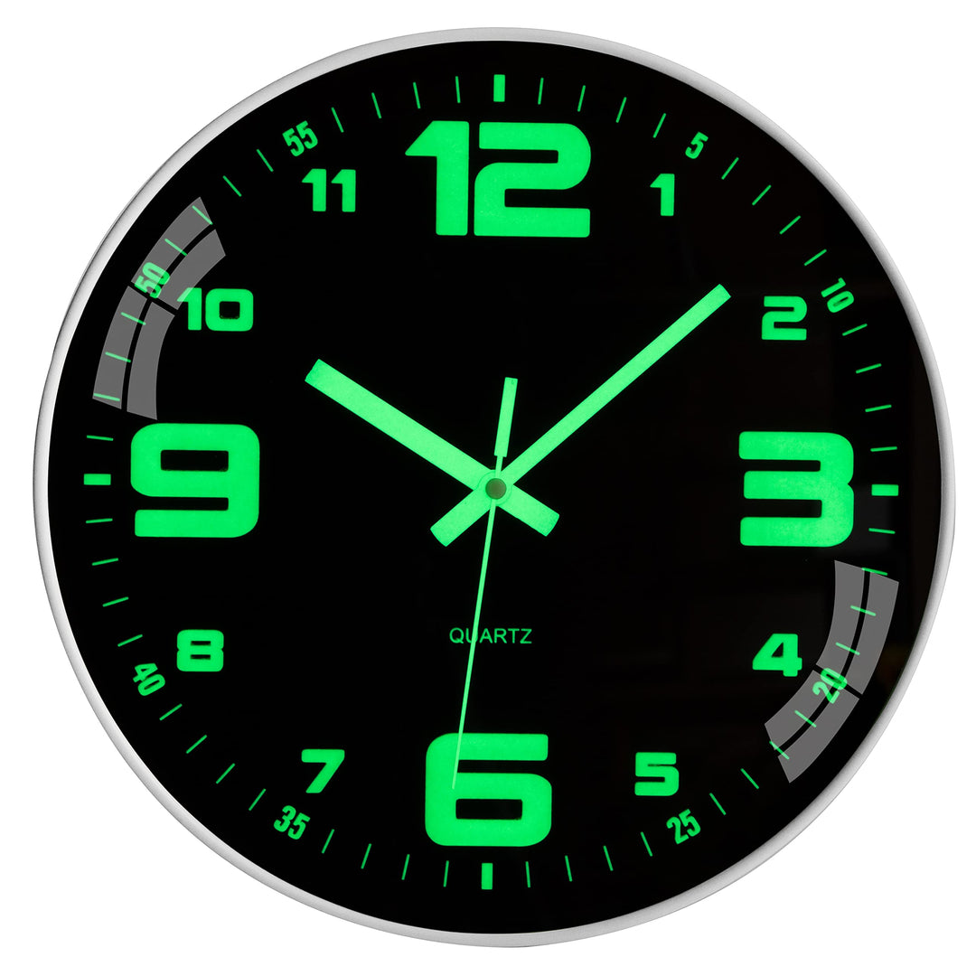 Leuchtend Wanduhr Ohne Tickgeräusche Lautlos 25cm Quarz Modern Gross Batterie Betriebene Wanduhr Ein