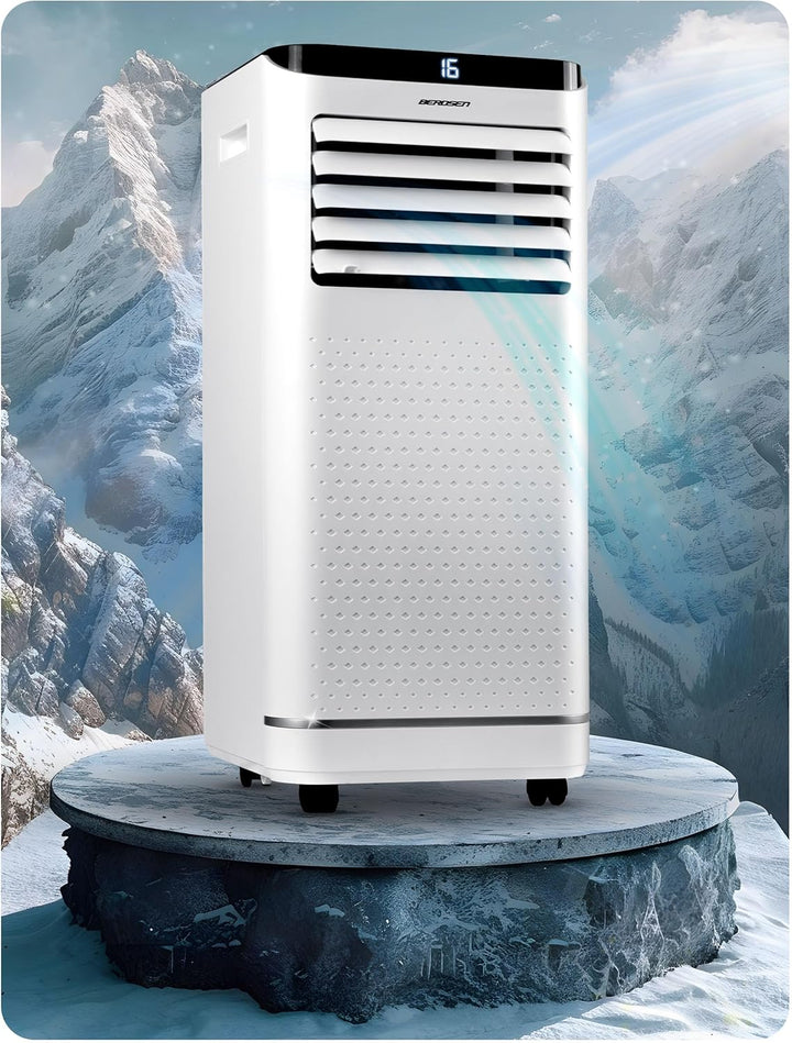 Berdsen Mobiles Klimagerät 9000 BTU - 4-in-1 mit Lüfter, Entfeuchter, Schlafmodus - Tuya Smart App -
