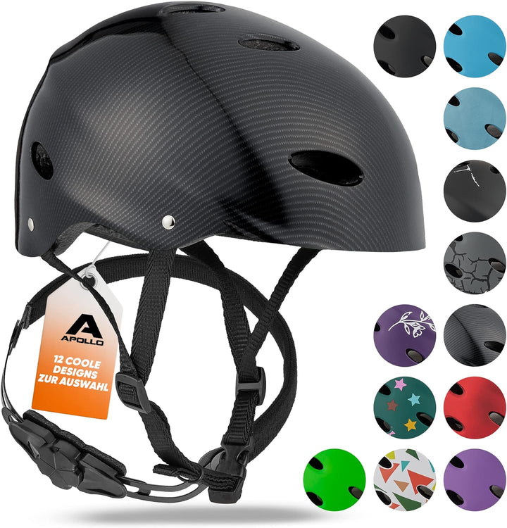 Apollo Skaterhelm Herren, Damen und Kinder | Kinderfahrradhelm | Verstellbar | Skateboard, Scooter,