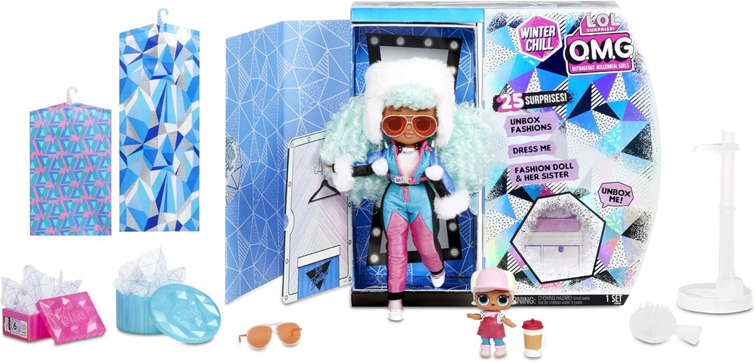 L.O.L. Surprise! OMG Winter Chill ICY Gurl Modepuppe & Brrr BB Puppe mit 25 Überraschungen Icy Gurl