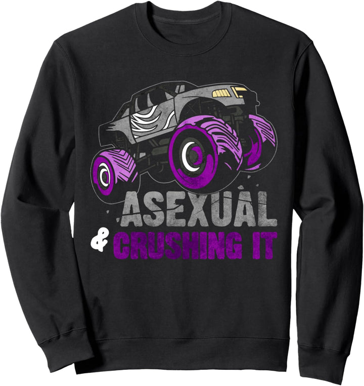 Asexual Pride Monstertruck Asexual & Crushing It Sweatshirt