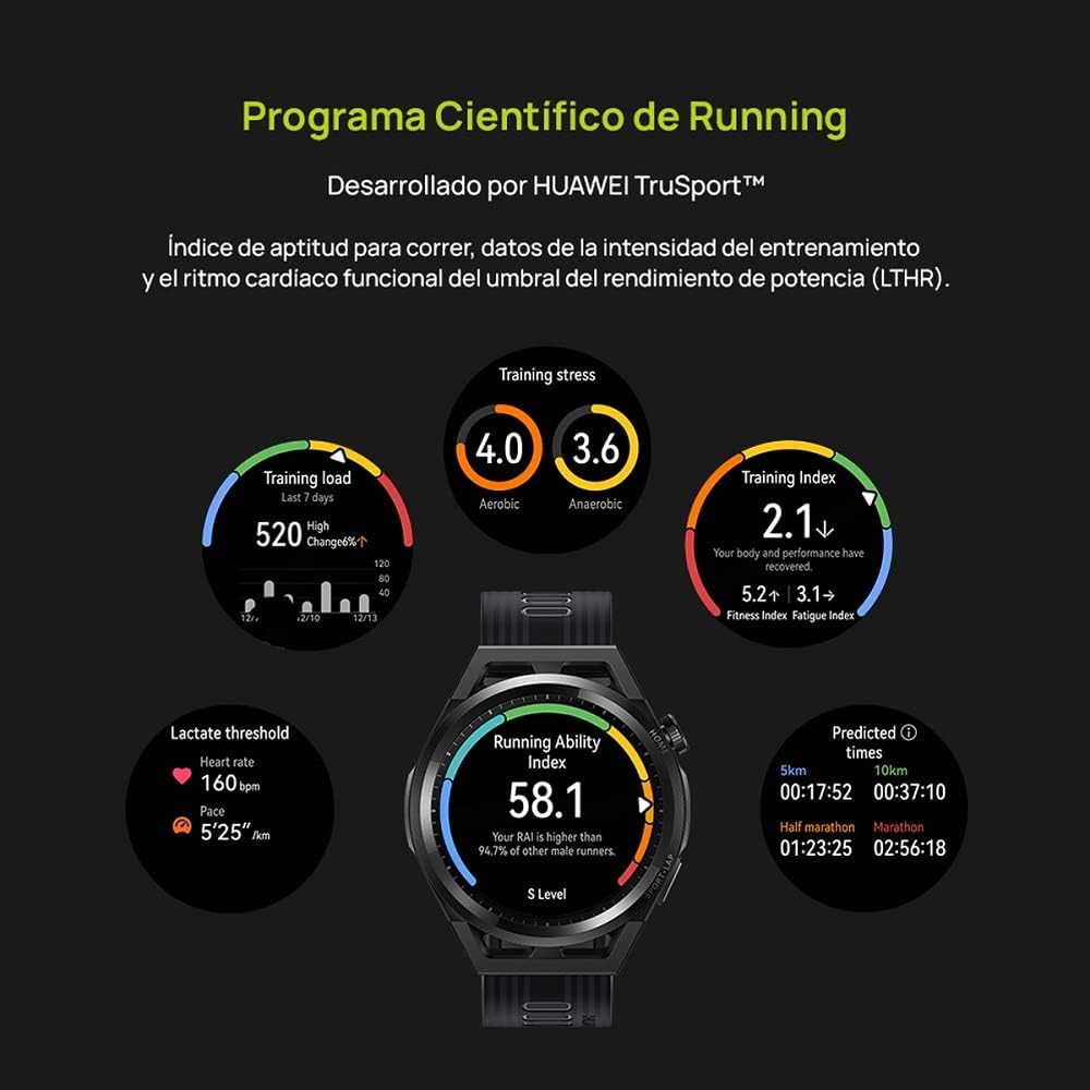 HUAWEI Watch GT Runner Smartwatch, grau, 46mm; Armband: Grau/Gelb, Silikon 55028114