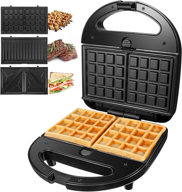 Sandwich Maker, Waffle Maker, 3-in-1 Panini Toaster 750W mit abnehmbaren Antihaftplatten, LED-Anzeig