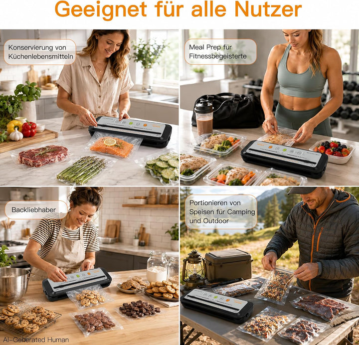 2023 Aktualisierte Vakuumiermaschine, MEGAWISE Lebensmittelversiegeler mit Starter-Set, Trocken- und