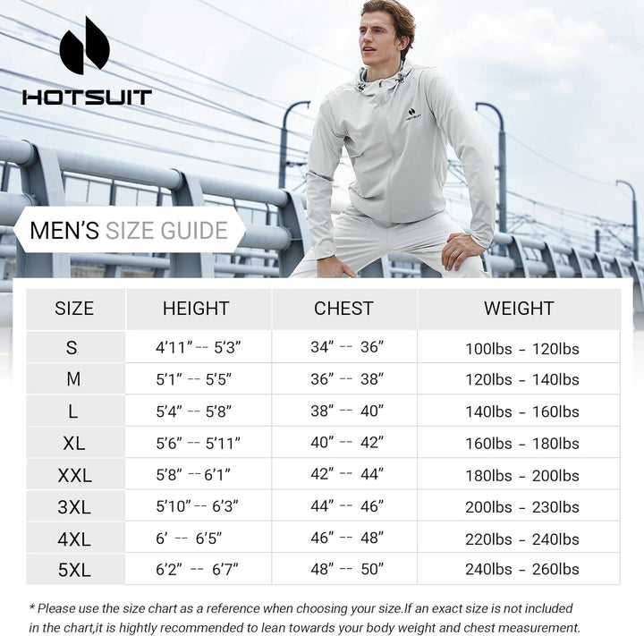 HOTSUIT Schwitzanzug herren Herren-Sauna-Trainingsanzug,Sauna-Reissverschluss, Fitness schwitzjacke