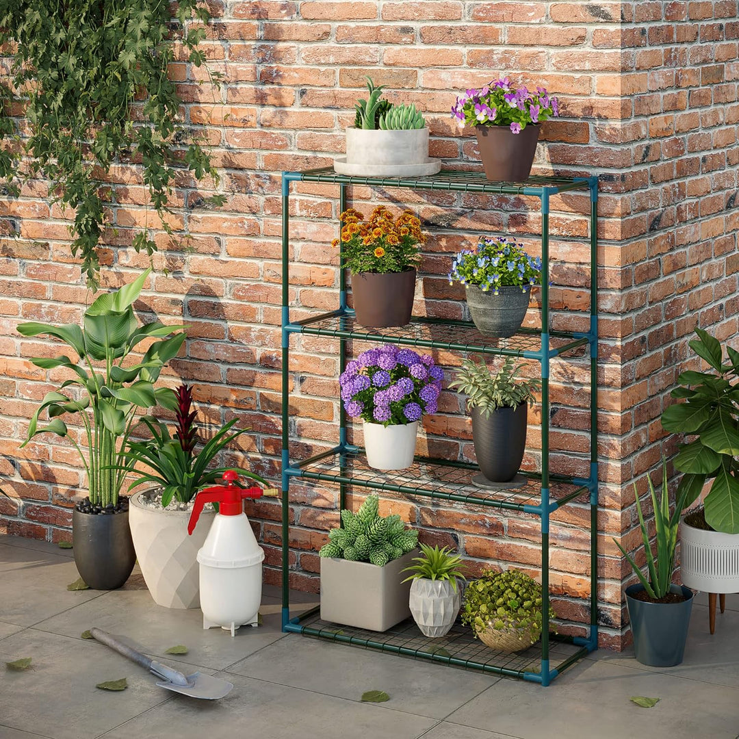 Outsunny Pflanzenregal 2er Set, Pflanzenständer mit 4 Etagen, Blumenständer, Blumenregal für Balkon,