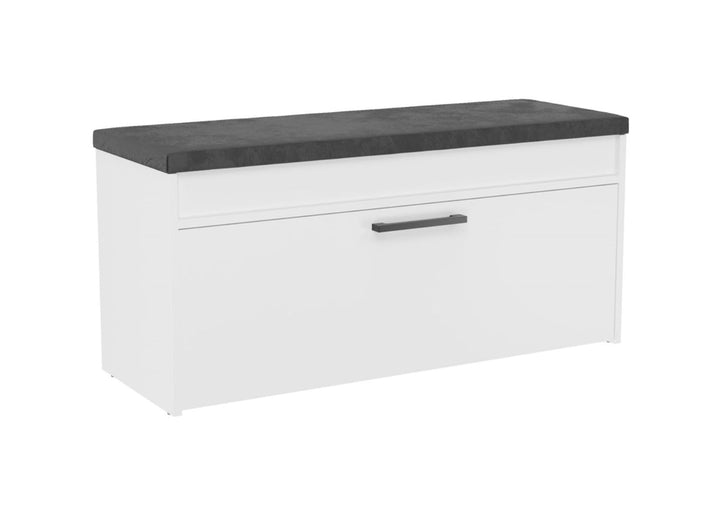 VBChome Schuhschrank mit Sitzfläche und Stauraum 100 x 35 x 49 cm Weiss Griffe Schuh-Organizer Holzä