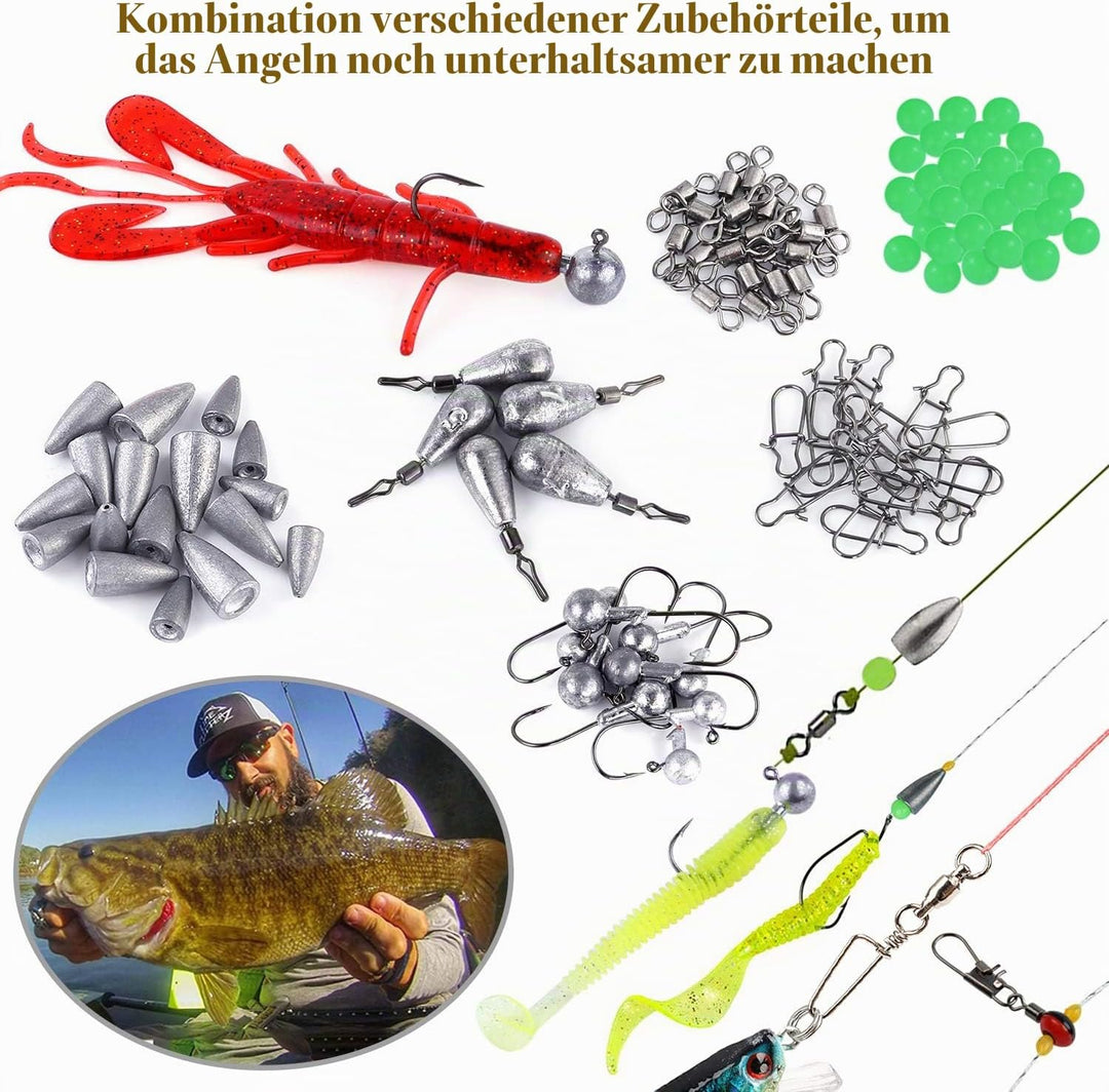 PLUSINNO Angelköder für Barsch, 16 Spinnerköder mit tragbarer Tragetasche, Barschköder, Forellenköde