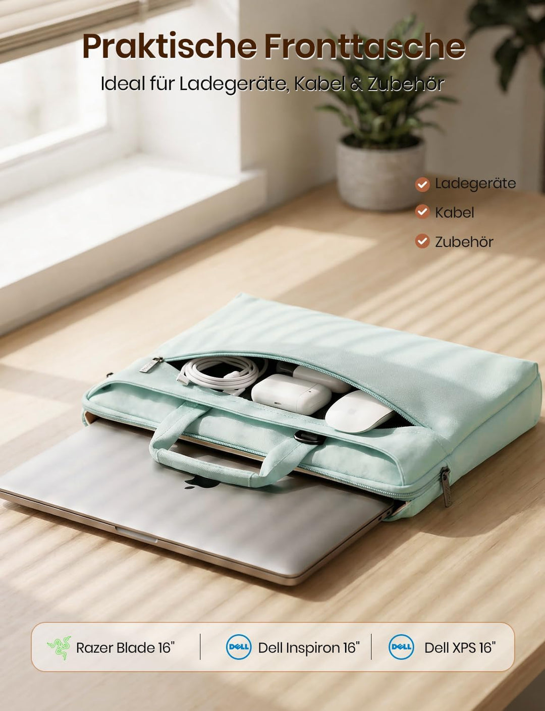 DOMISO laptoptasche 15.6 zoll, laptoptasche für 15,6 Zoll HP Lenovo Dell XPS, 16 Zoll MacBook Pro M4