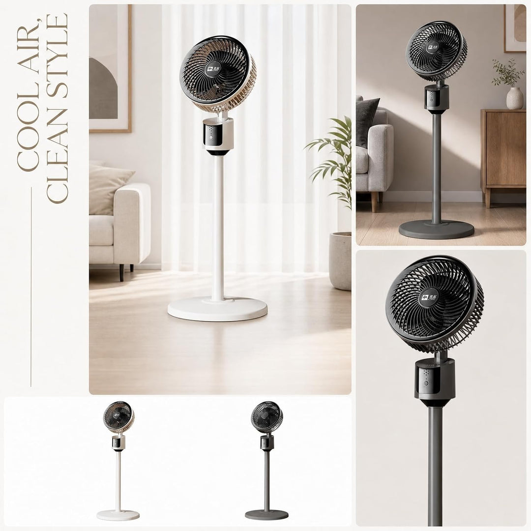 Standventilator für Schlafzimmer, 2026 Upgraded Raumluftzirkulator, 30dB Leise DC Motor Kühlgerät, 9