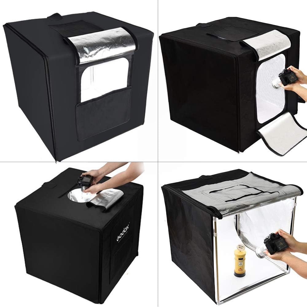 Godox LSD80 Mini LED Fotostudio 80 x 80 x 80 cm mit 2 Stück LED Lampenband Leistung 60 W 10000~11000
