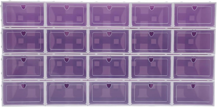 Schuhboxen Stapelbar,Klappbar Transparent,20er Set | Klappbares Design Mit Klarsichtklappe,Platzspar