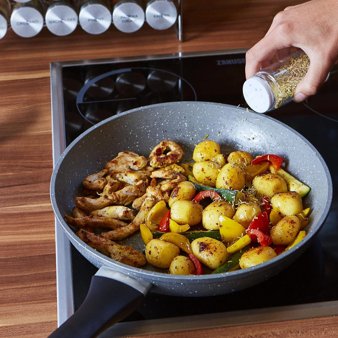 Vomeno® 12er Set Gewürzgläser mit Edelstahl Aroma-Deckel – Hochwertige Gewürzdosen für Gewürze & Krä