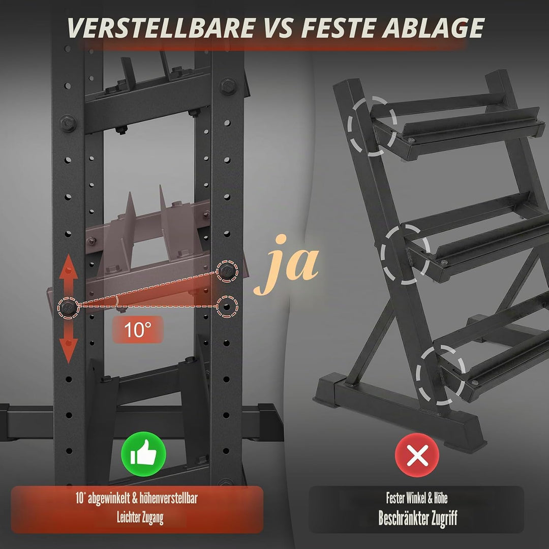 Hantelständer mit 3 Ebenen, 500 kg Kapazität, verstellbar, für das Fitnessstudio zu Hause, robuster