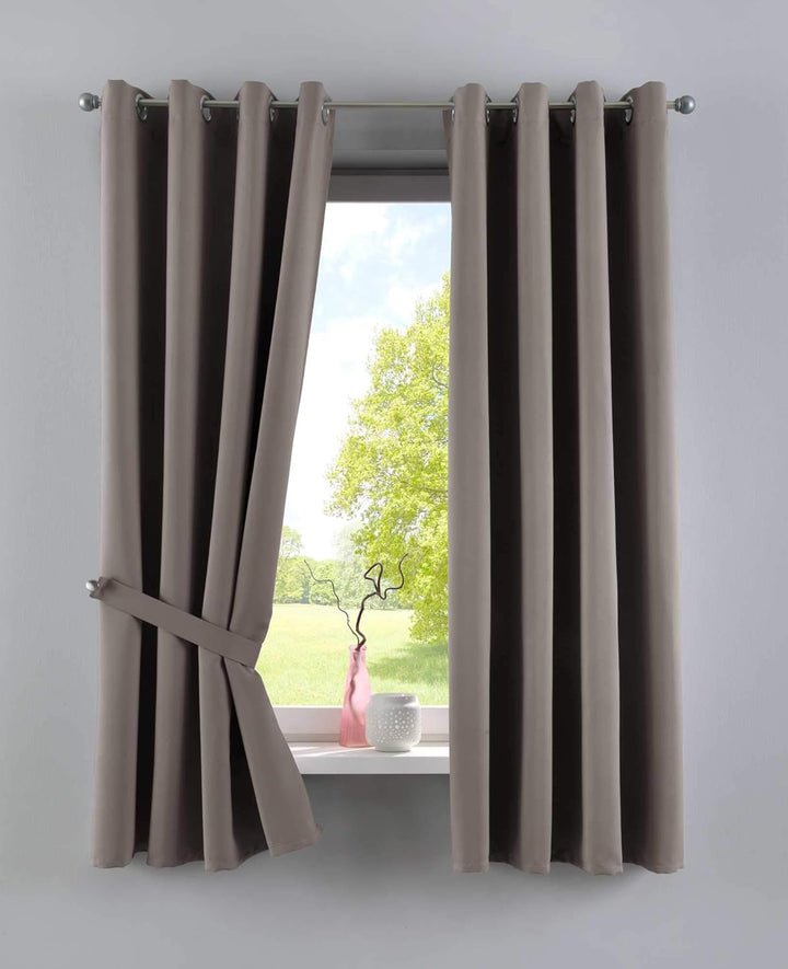 Gardinenbox Vorhänge Blickdicht »Newyork« Taupe HxB 225x295 cm 2er-Pack Thermo-Gardinen Verdunkelung