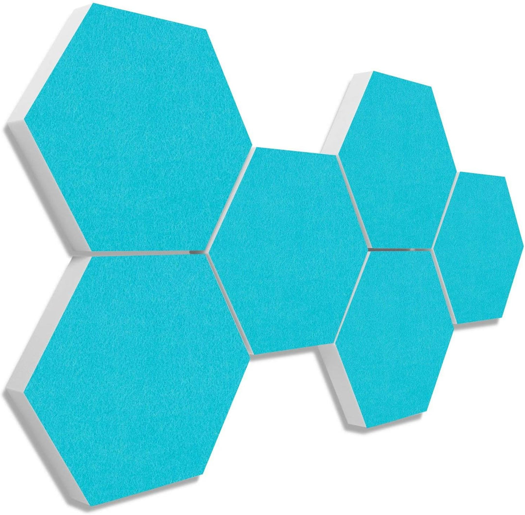 platino24 Schallabsorber Set Colore aus Basotect G+ mit Akustikfilz, 6 Absorberelemente Hexagon je Ø
