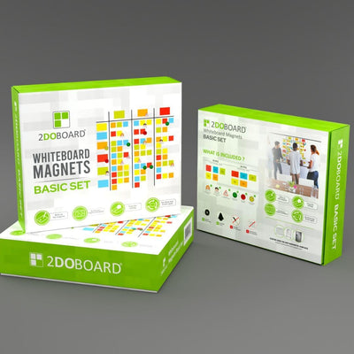 2DOBOARD Scrum und Kanban Board Set für Whiteboard - Beschreibbare Magnete, Magnetlinien, Avatar-, G