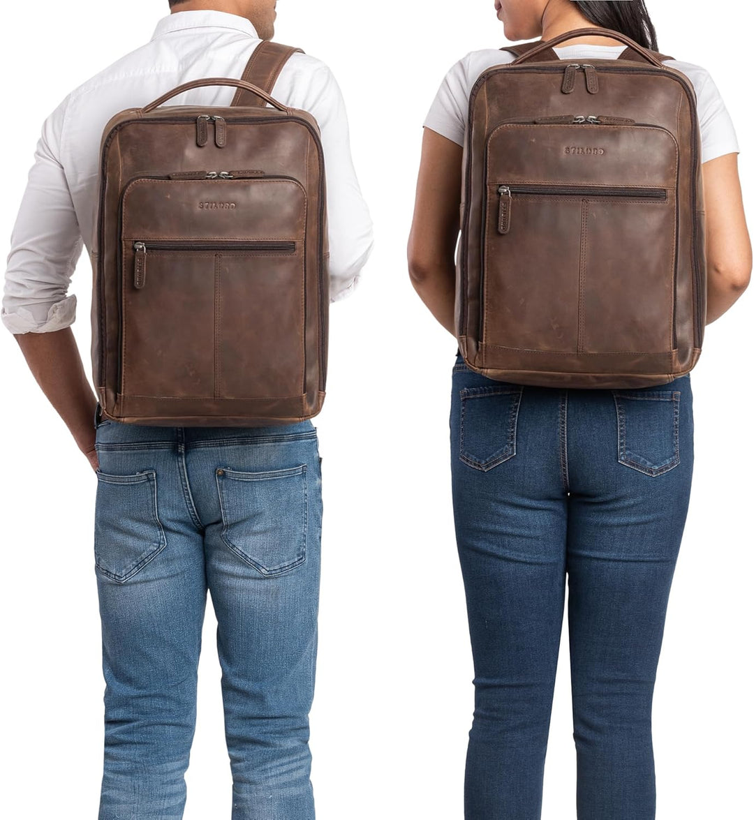 STILORD 'Gordon' Rucksack Leder Herren und Damen Messenger Rucksack Laptop 17 Zoll Lederrucksack Dam