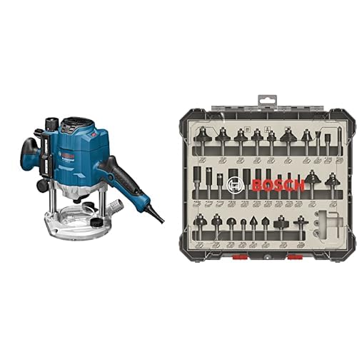 Bosch Professional Oberfräse GOF 1250 CE (inkl. Kopierhülsenadapter, Parallelanschlag, Maulschlüssel