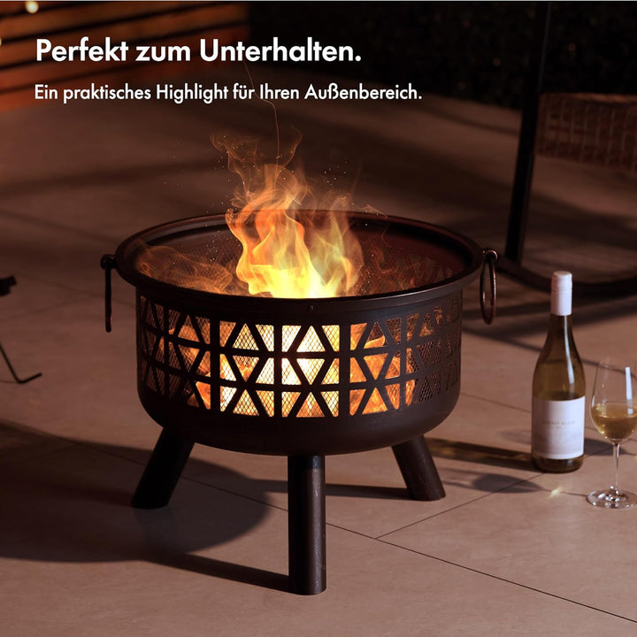 Vonhaus Feuerstelle für Garten, Terrasse und Outdoor – tragbar und leicht, Bronziertem Stahl, Feuerh