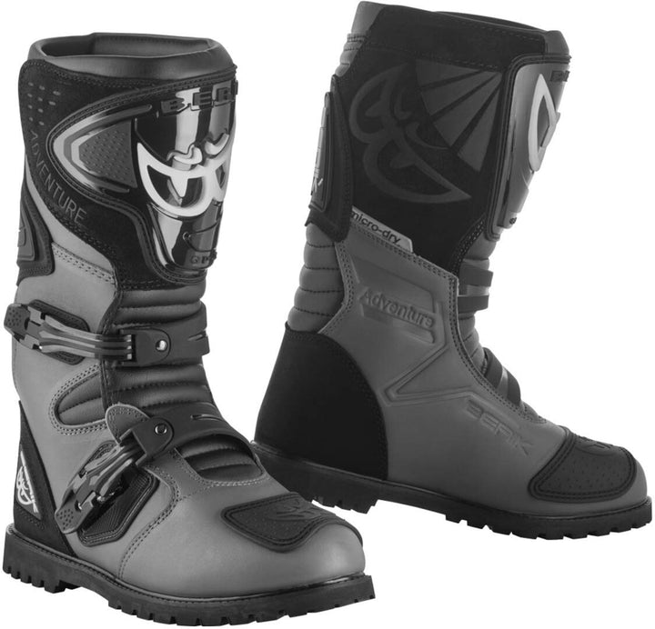 Berik All Terrain Adventure wasserdichte Motorradstiefel 45 EU Schwarz Grau, 45 EU Schwarz Grau
