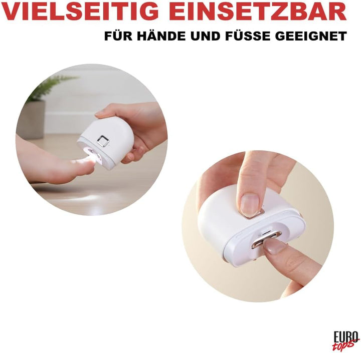 EUROtops Nageltrimmer mit LED-Licht – Elektrischer Nagelschneider für Finger- und Fussnägel, kabello