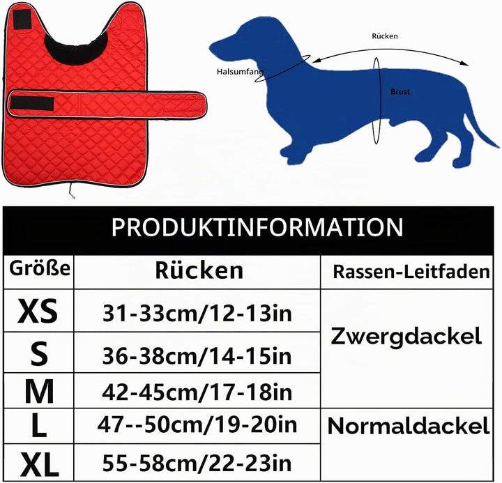 MOREZI Hundemantel Winter für Dackel - Wasserdichter Hunde Pullover mit Wolle Futter &amp; Verstellbaren