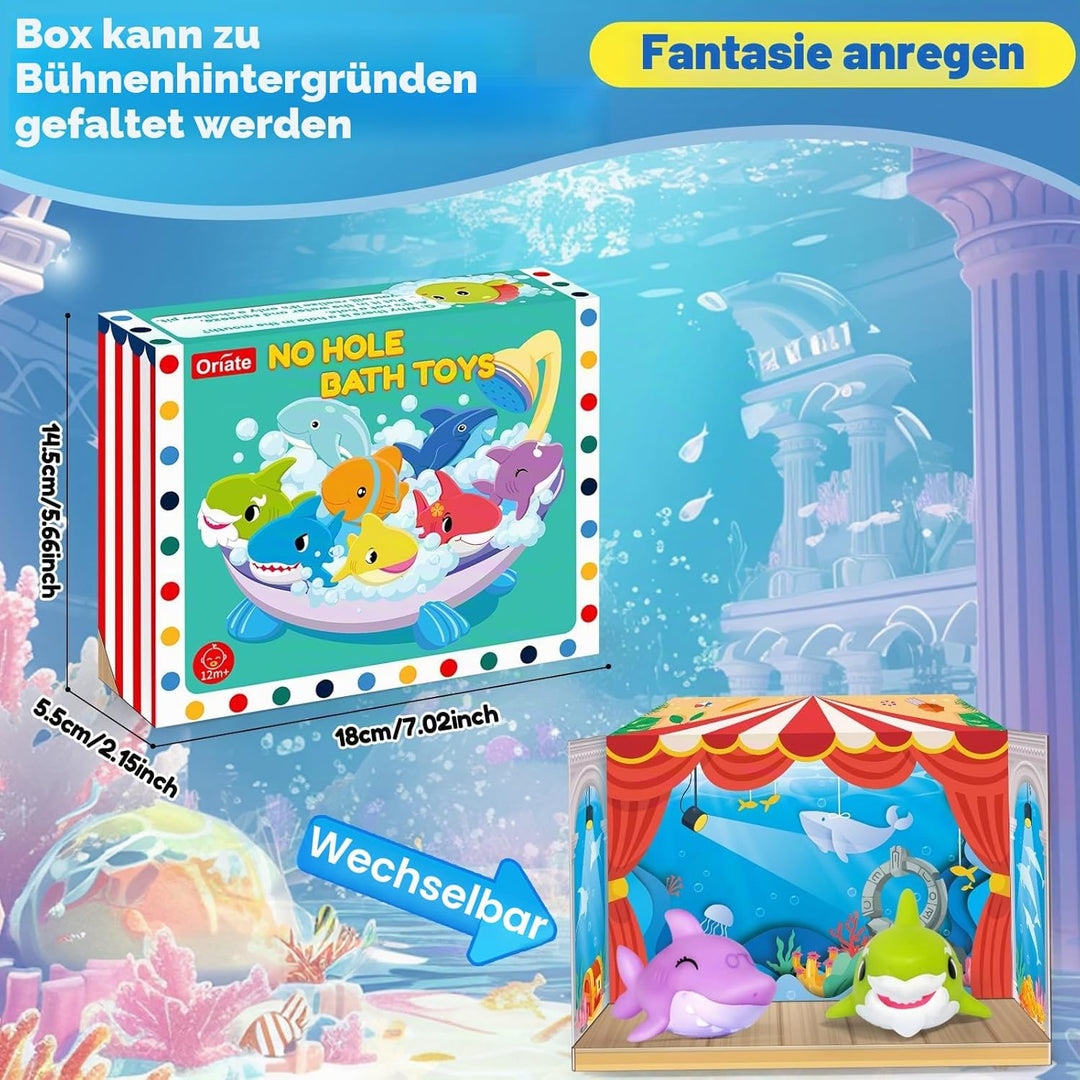 Oriate Infantino Badewannenspielzeug，6PCS Shark Meerestiere Figuren Baby Spielzeug，Kinderdusche Pool