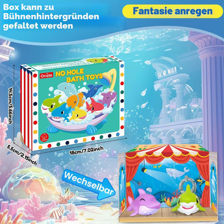 Oriate Infantino Badewannenspielzeug，6PCS Shark Meerestiere Figuren Baby Spielzeug，Kinderdusche Pool