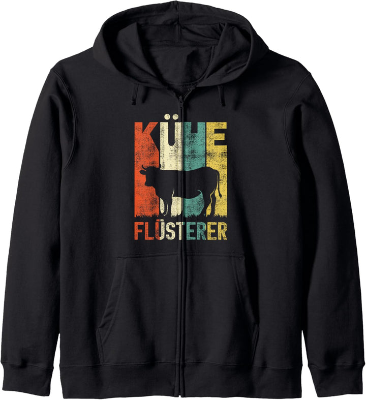 Vintage Kühe Flüsterer Retro Bauer Kuh Geschenk Kapuzenjacke