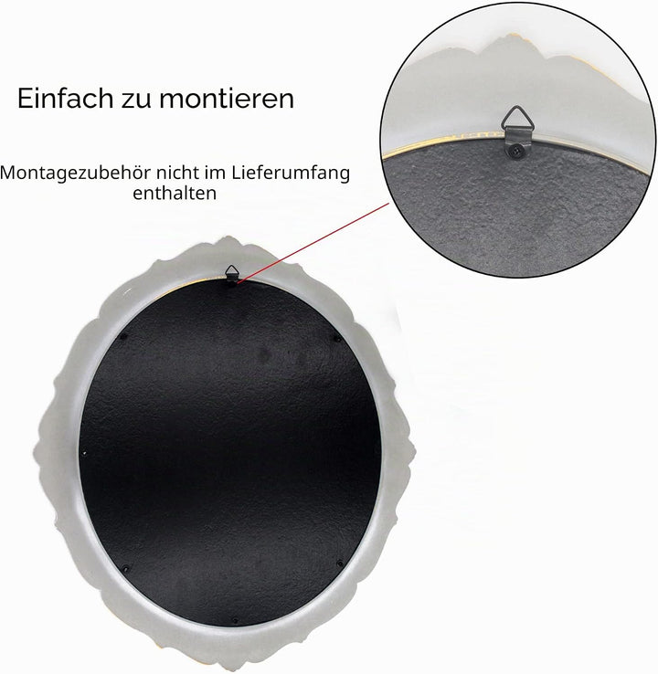 Eaoundm Dekorativer Wandspiegel, Vintage-Stil, zum Aufhängen, für Schlafzimmer, Wohnzimmer, Kommode,