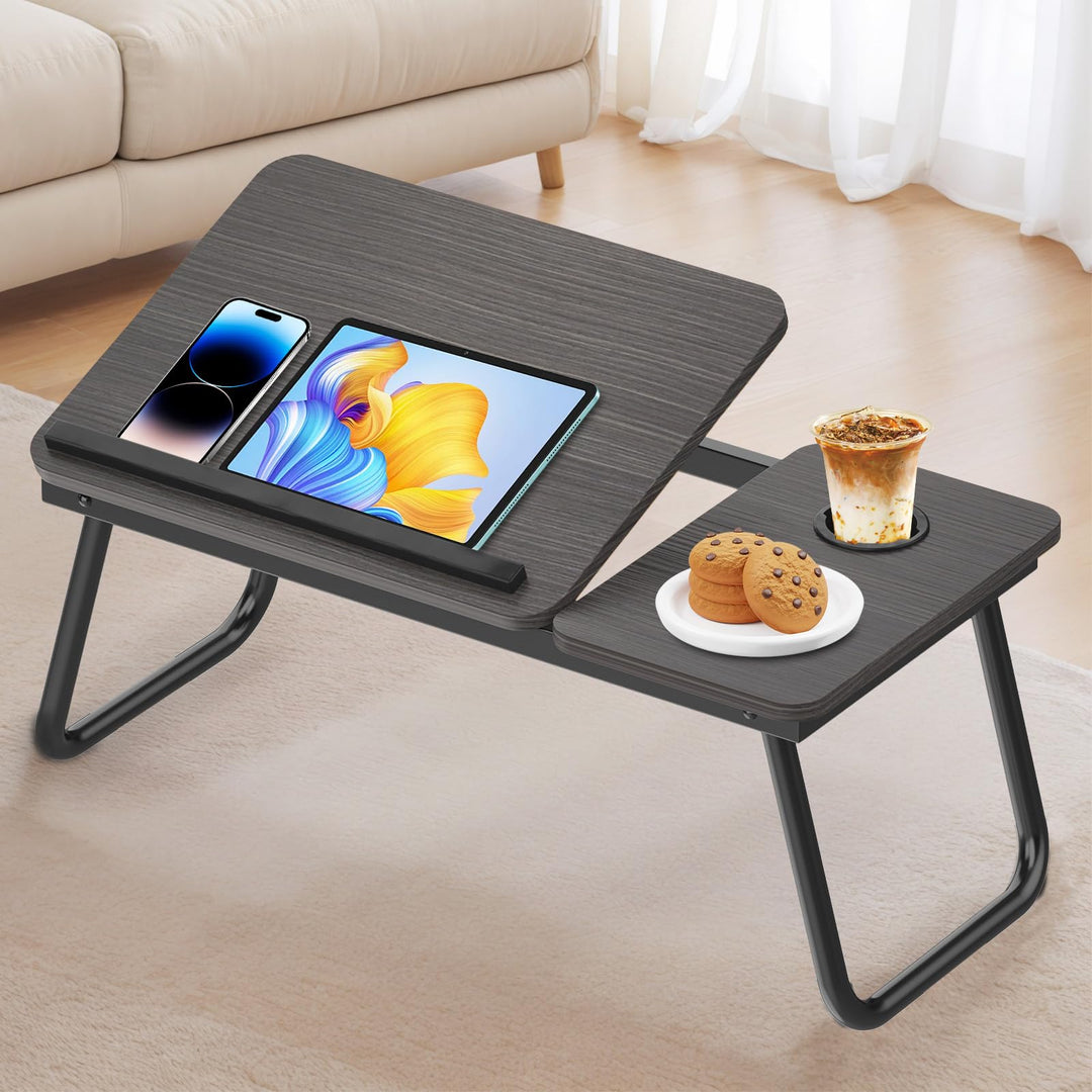Huracan Laptoptisch für Couch, Klappbar Lapdesk mit Cup Slot, Laptop Tisch für Bett 5-Stufen Neigung