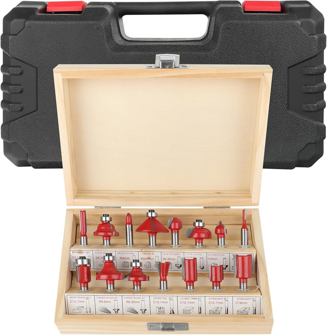 Holzfräse Oberfräse Electric - Fräsmaschine Hand Holz mit Koffer - 12 Set Zubehör 800 W 330000 R/min