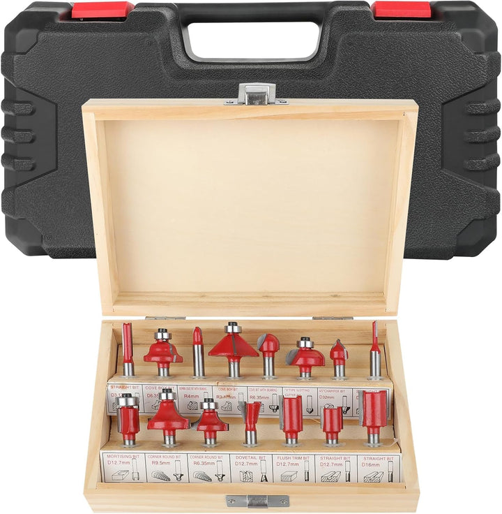 Holzfräse Oberfräse Electric - Fräsmaschine Hand Holz mit Koffer - 12 Set Zubehör 800 W 330000 R/min