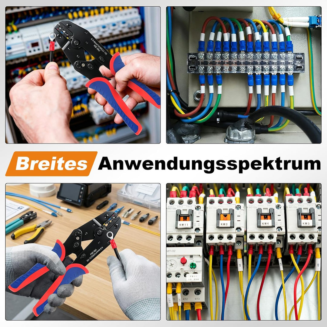 Isoliertes Kabelschuhe Set mit 380 Stück, Crimpzange Kabelschuhe für 0,5–6 mm², geeignet für die Rep