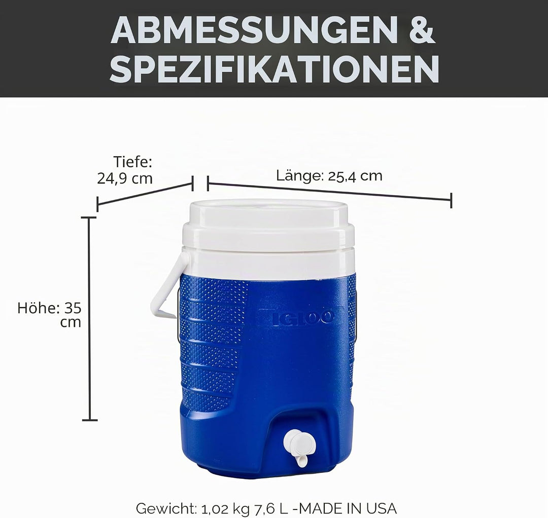 Igloo Sport 2 Gallon Getränkebehälter mit Zapfhahn, 7.6 Liter,