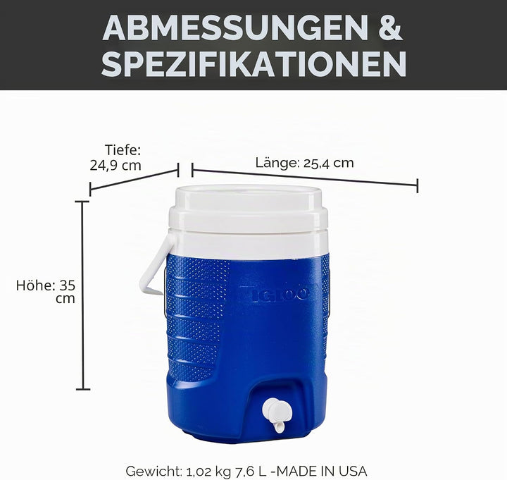Igloo Sport 2 Gallon Getränkebehälter mit Zapfhahn, 7.6 Liter,