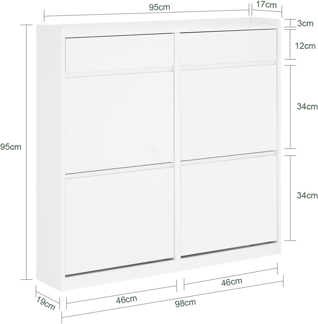 SoBuy Schuhkipper mit 4 Klappen Schuhablage Schuhschrank schmal Schuhregal mit 4 Ablageflächen Schuh