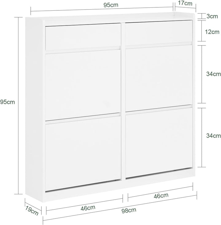 SoBuy Schuhkipper mit 4 Klappen Schuhablage Schuhschrank schmal Schuhregal mit 4 Ablageflächen Schuh