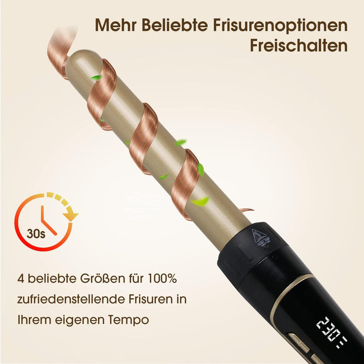 4 in 1 Lockenstab Set,3 Fässer Welleneisen 32mm Keramik mit Lockenstab Grosse Locken,Welleneisen Ver