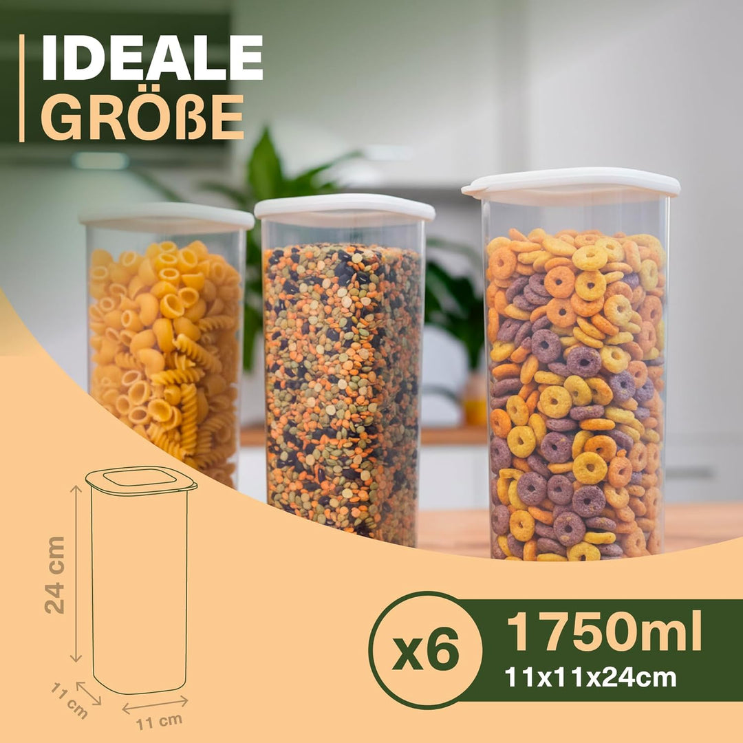 Viwares Vorratsdosen mit Deckel Luftdicht | 6er Vorratsbehälter Set | BPA-FREI | Zur Müsli Mehl und
