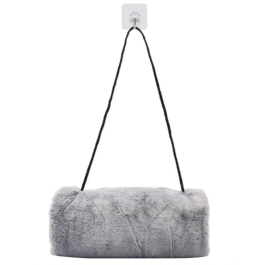 Handmuff Kunstpelz Muff für Warme Hände mit Tasche Riemen Grau Muff Handwärmer Damen Herren Kinder 1