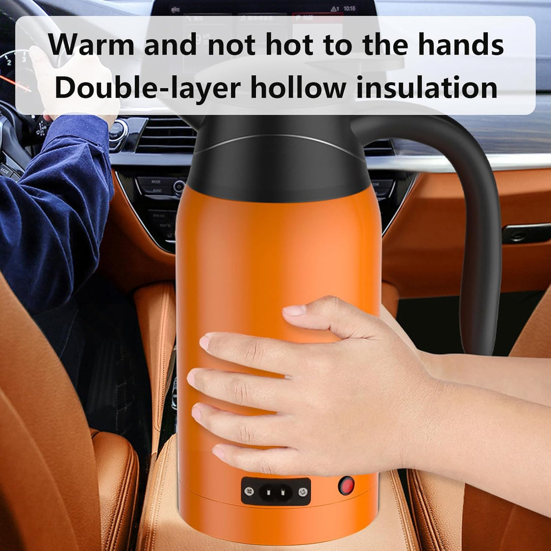 Auto Wasserkocher 12V, Elektrischer Wasserkocher aus Edelstahl mit Temperatureinstellung, Tragbarer