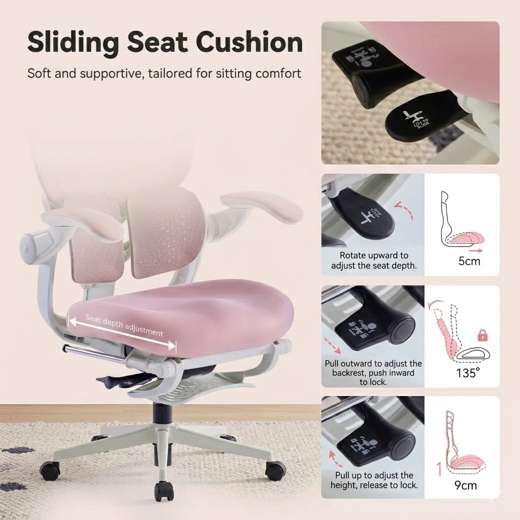 MUSSO E80 Air Petite Ergonomischer Bürostuhl, kompakter Computerstuhl für Damen, 3D-Bio-Wing-Lendenw