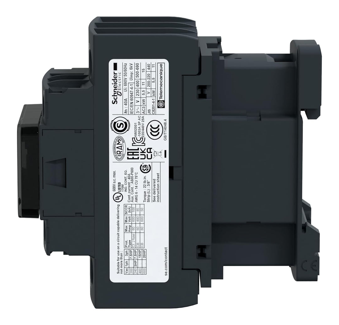 Schneider Electric - Leistungsschütz LC1D 3p, +1S+1Ö, 15 kW, 32 A, 400 V AC3, Spule 24 V AC, LC1D32B