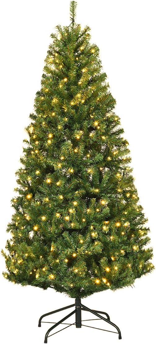 COSTWAY 120/150/180/210cm LED Künstlicher Weihnachtsbaum mit 11 Lichtmodi und 5 Farbwechsel, Tannenb