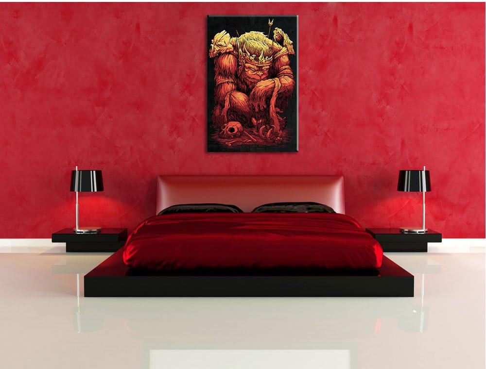 Dark King-Ape black Bild auf Leinwand, XXL riesige Bilder fertig gerahmt mit Keilrahmen, Kunstdruck