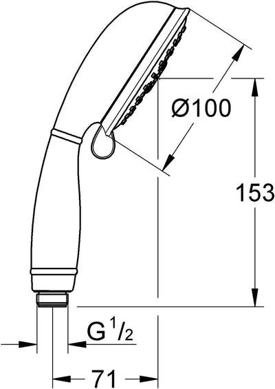 GROHE Tempesta 100 - Handbrause (wassersparend, 4 Strahlarten, Antikalk- System, langlebig) , rund,