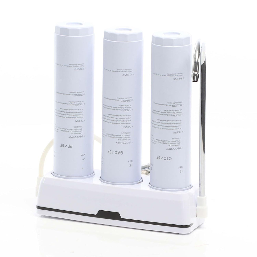 Naturewater NW-3-PPGACCTO 3 Stufen Counter Top Wasserfilter, 5 µ, PP Sediment, Aktivkohle Granulat,